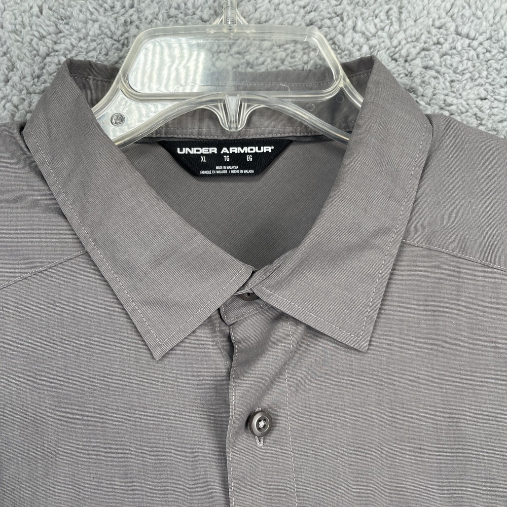 Under Armour Button Down Mens XL Gray Solid Performance Fishing Shirt 1290754